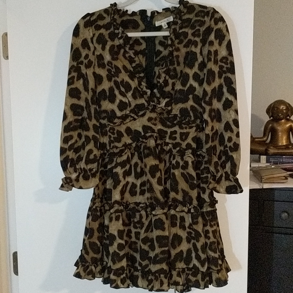 Flowy deep V cheetah dress